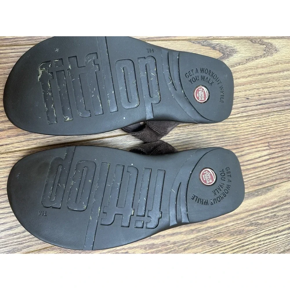 Fit Flop Mens Leather Sandal Size 9 Brown Comfort Vacation Coastal Riviera Yacht